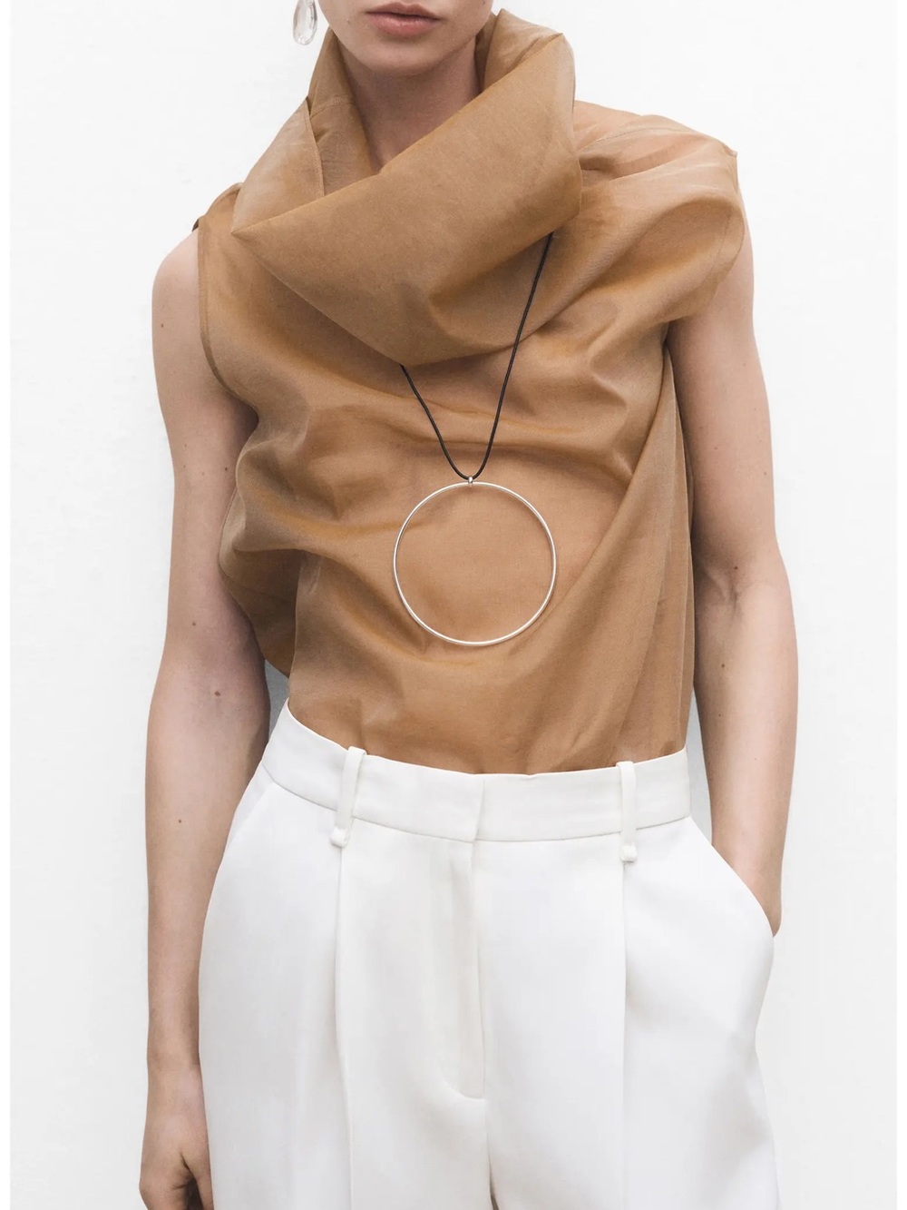 Mango Cotton & Silk Organza Top
